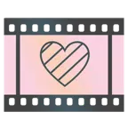 pellicola cinematografica + cuore rosa