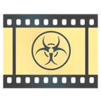 pellicola cinematografica + simbolo del rischio biologico