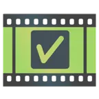 pellicola cinematografica + pulsante segno di spunta