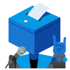 microfono + urna elettorale con scheda