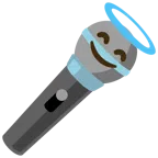 microfono + faccina con sorriso e aureola