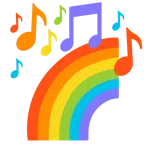 musical notes + rainbow