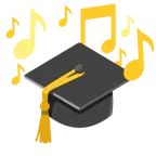 musical notes + graduation cap