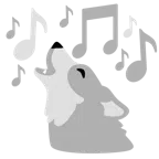 musical notes + wolf
