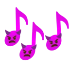 Musiknoten + wütendes Gesicht mit Hörnern