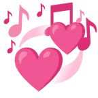 musical notes + revolving hearts