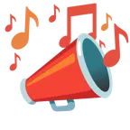 musical notes + megaphone