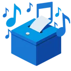 musical notes + ballot box with ballot