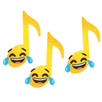 Musiknoten + Gesicht mit Freudentränen