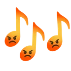 Musiknoten + schmollendes Gesicht