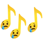 Musiknoten + weinendes Gesicht