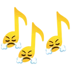 Musiknoten + schnaubendes Gesicht