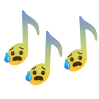 Musiknoten + ängstliches Gesicht