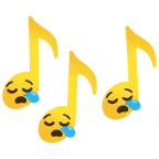 Musiknoten + schläfriges Gesicht