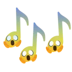 Musiknoten + vor Angst schreiendes Gesicht