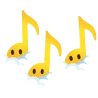 Musiknoten + Gesicht in Wolken