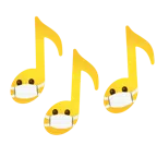Musiknoten + Gesicht mit Atemschutzmaske