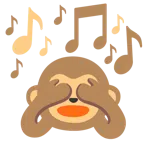Musiknoten + sich die Augen zuhaltendes Affengesicht