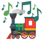 musical notes + locomotive