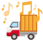 musical notes + delivery truck