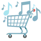 musical notes + shopping cart