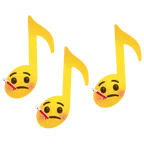 Musiknoten + Gesicht mit Fieberthermometer