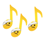 Musiknoten + Gesicht mit Kopfverband