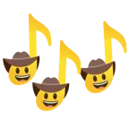 Musiknoten + Gesicht mit Cowboyhut