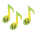 Musiknoten + würgendes Gesicht
