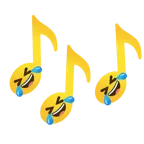Musiknoten + sich vor Lachen auf dem Boden wälzen