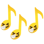 Musiknoten + niesendes Gesicht