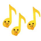 Musiknoten + ermahnendes Gesicht