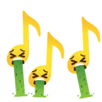 Musiknoten + kotzendes Gesicht