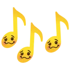 Musiknoten + schwindeliges Gesicht
