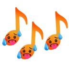 Musiknoten + schwitzendes Gesicht