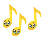Musiknoten + Gesicht, das Tränen zurückhält