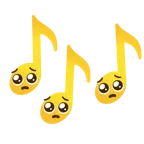 Musiknoten + bettelndes Gesicht