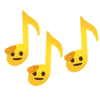 Musiknoten + salutierendes Gesicht