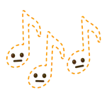 Musiknoten + gestricheltes Gesicht