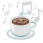musical notes + hot beverage