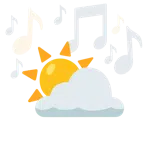 musical notes + sun behind cloud