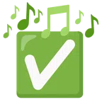 musical notes + check mark button