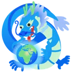 Drache + Globus mit Europa und Afrika
