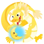 Drache + Mondsichel mit Gesicht rechts