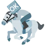 Pferd + Großbuchstaben OK in blauem Quadrat