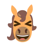 Pferd + Grinsegesicht mit zugekniffenen Augen