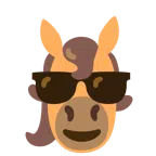 Pferd + lächelndes Gesicht mit Sonnenbrille