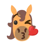 Pferd + Kuss zuwerfendes Gesicht