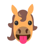 Pferd + Gesicht mit herausgestreckter Zunge