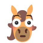 Pferd + errötetes Gesicht mit großen Augen